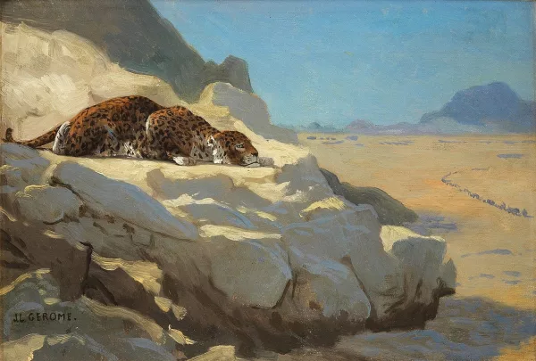 Jean-Léon Gérôme — Léopard aux aguets
