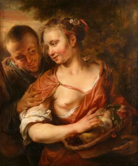 Jan van Noordt — Schäfer und Schäferin mit einem Früchtekorb (Allegorie der Fruchtbarkeit)