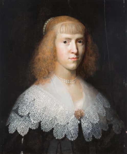 Paulus Moreelse — Nachfolger Portrait einer jungen Dame mit Perlenkette