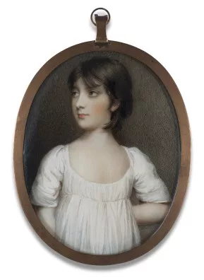Andrew Plimer — Ovales Miniatur Portrait eines kleinen Mädchens in weissem Kleid, um 1810