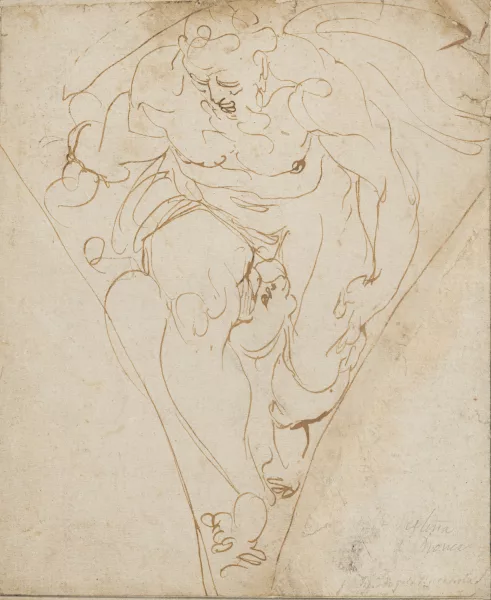 Luca Cambiaso — Luca Cambiaso (1527-1585), Etude d’Atlante, encre