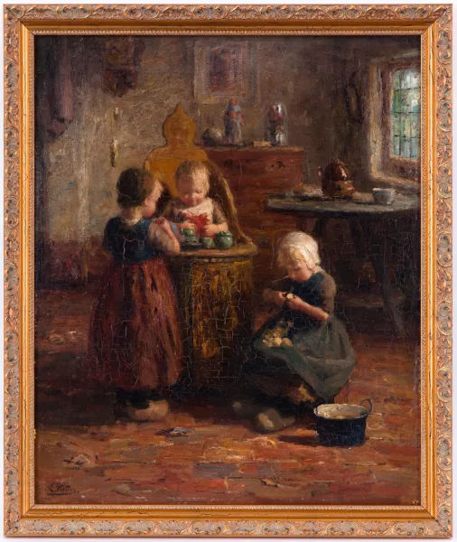 Evert Pieters — Intérieur avec trois enfants
