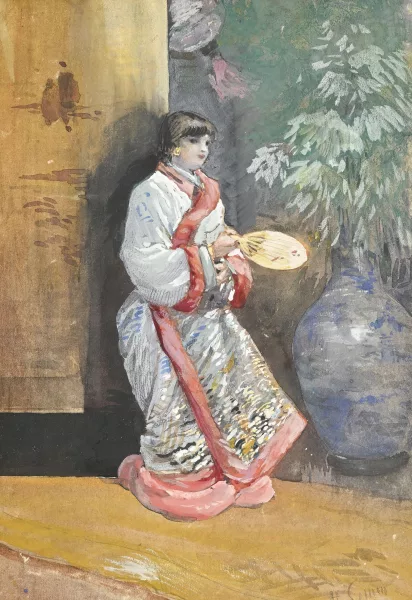 Henry Somm — Femme à l'éventail