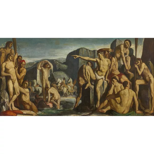 Pierre Puvis de Chavannes — Suiveur de PIERRE PUVIS DE CHAVANNES — Les baigneurs (scène mythologique).