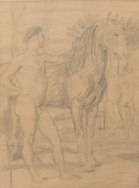 Clemens von Pausinger — Attribué à Pausinger, Clemens von — , zugeschrieben Mann und Pferd