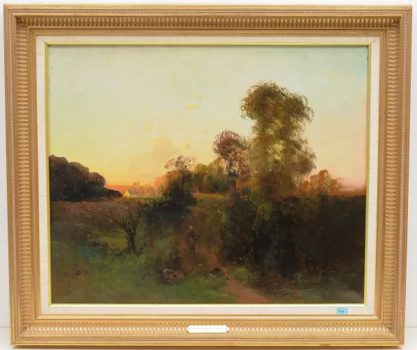 Léon Germain Pelouse — Landschaft mit Weg im Abendrot