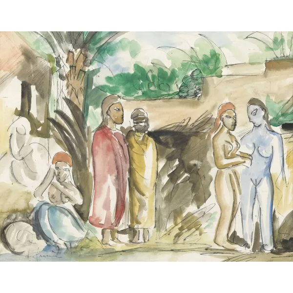 Charles Dufresne — Scène d'oasis orientale avec nus féminins