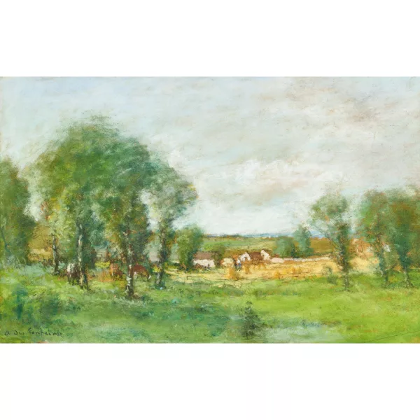 André Des Fontaines — Paysage avec bosquet et hameau