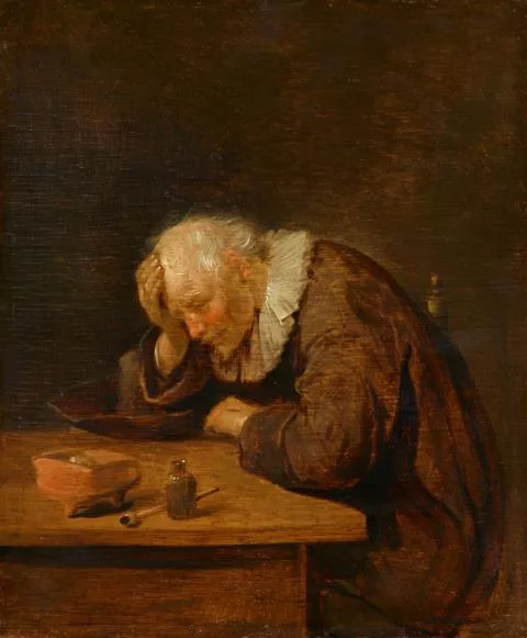 Quirijn van Brekelenkam — Ein schlafender Pfeifenraucher