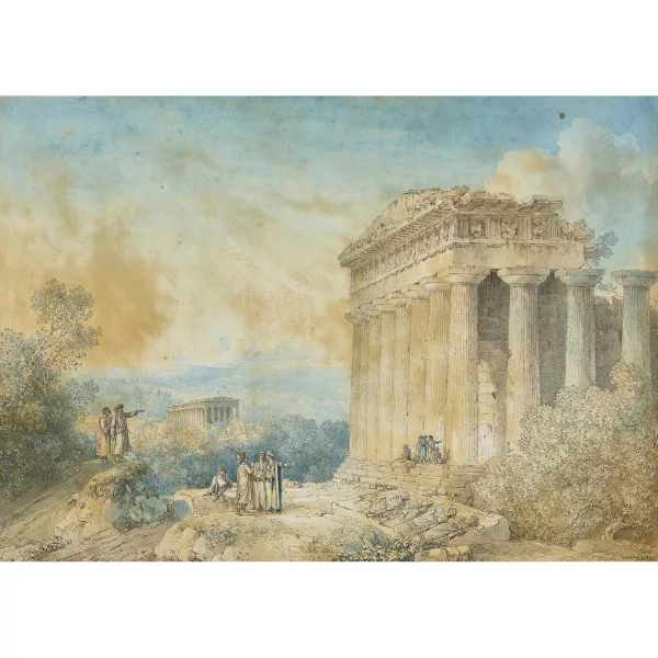 Louis-François Cassas — Blick auf den Parthenon und den Tempel des Hephaistos in Athen.