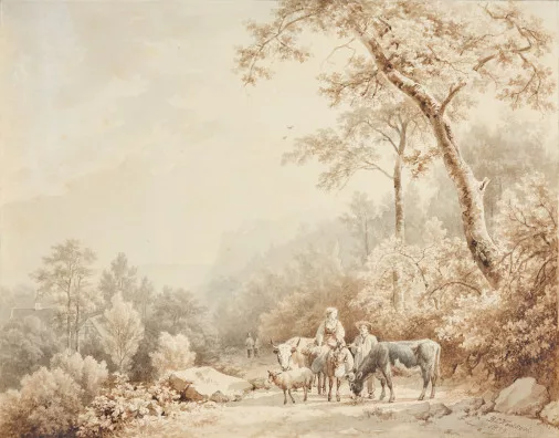 Barend Cornelis Koekkoek — Hirtenpaar im Wald, 1839