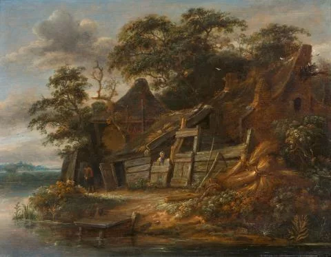 Salomon Rombouts — Fischerhütte an einem Gewässer