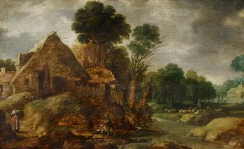 Gillis Peeters — Landschaft mit Gehöft Landschaft mit Jägern