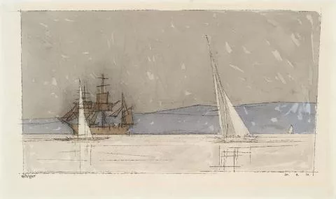 Lyonel Feininger — Dreimaster und Segelboote vor der Küste