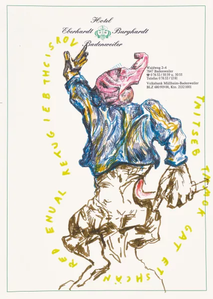Martin Kippenberger — Hotelzeichnung (Hotel Eberhardt Burghardt, Badenweiler)