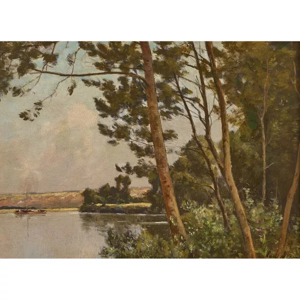 Paul Lecomte — Paysage en bord de rivière.