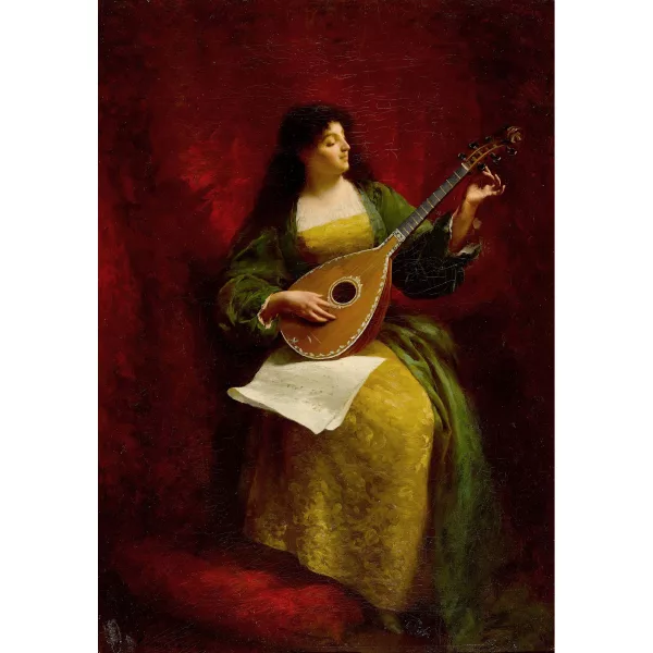 Camillo Innocenti — Dame assise à la mandoline
