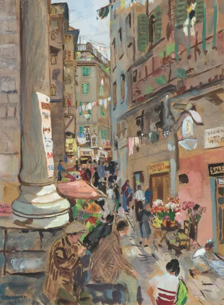 Mario Cavaglieri — Belebte Strassenszene