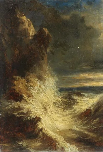 Oswald Achenbach — Tempête en mer sur la côte