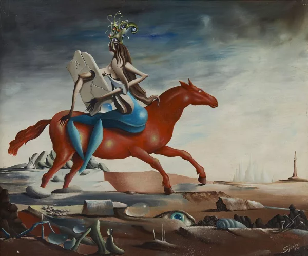 Georges Spiro — Scène surréaliste au cheval rouge