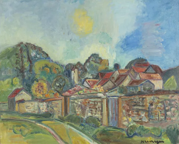 Pinchus Krémègne — Village au grand mur