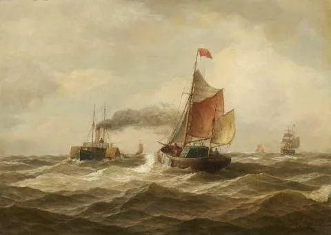 Albert Halle — Dampf- und Segelschiffe auf bewegter See
