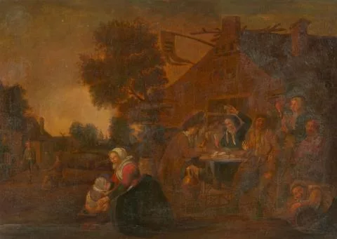 Pieter de Bloot — Genreszene vor einem Wirtshaus