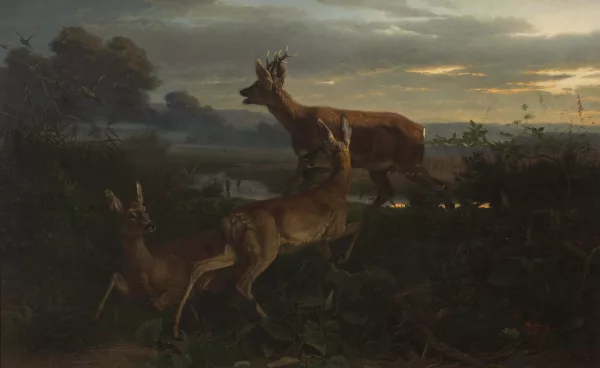 Otto Recknagel — Rehsprung in einer Landschaft
