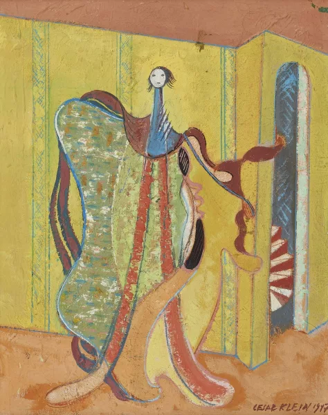 César Klein — Personnage expressionniste dans un intérieur architecturé