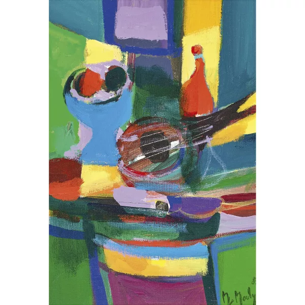 Marcel Mouly — "Bouteille, compotière et mandoline".