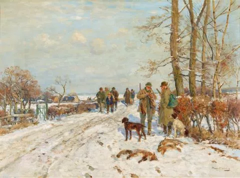 Hugo Mühlig — Winterlandschaft mit Jägern
