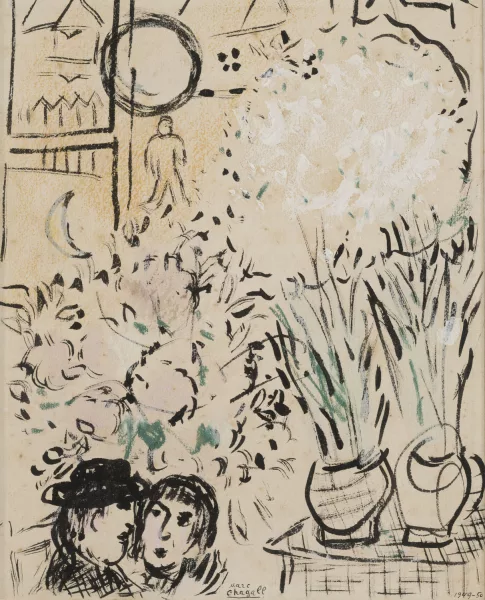 Marc Chagall — Couple avec deux bouquets