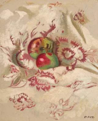 Maurice Denis — Deux pommes sur une nappe brodée, um 1910
