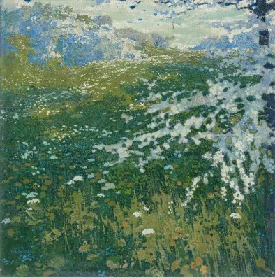 Ludwig Heinrich Jungnickel — Landschaft mit blühendem Apfelbaum, 1904