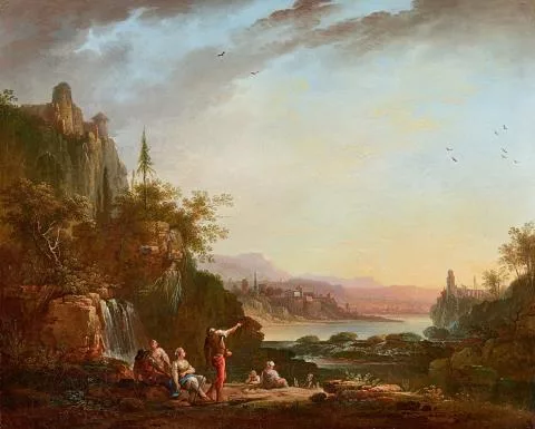Jean-François Hue — Rastende Fischer und Landleute am Fluss
