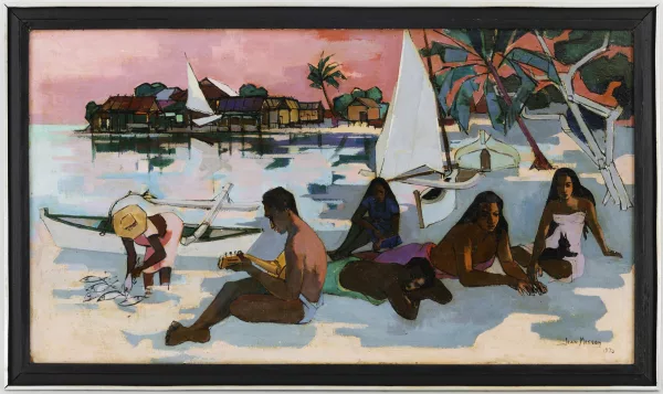 Jean Masson — Scène de plage en Polynésie