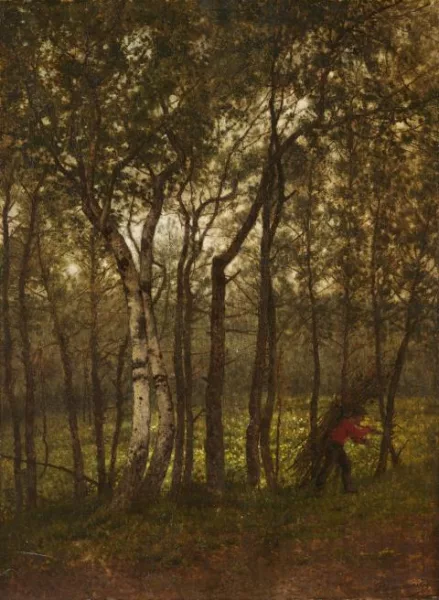 Jean Pierre François Lamorinière — Waldweg bei Putte mit Reisigsammler