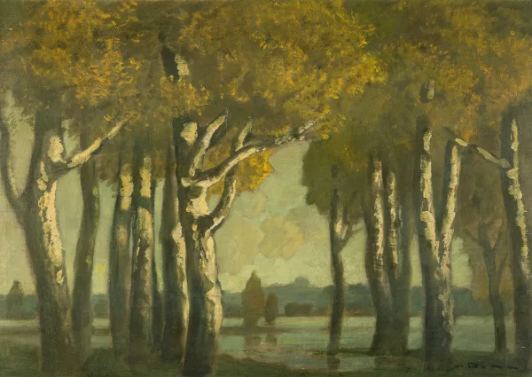 Ludwig Dill — Herbstliche Birken am See