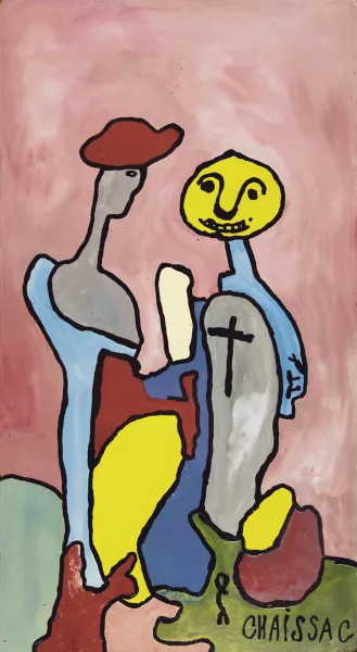 Gaston Chaissac — Retour de croisade (Zwei Figuren und ein Kreuz), 1961