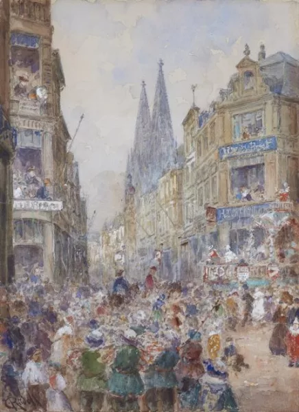 Carl Rüdell — Karneval in den Straßen von Köln