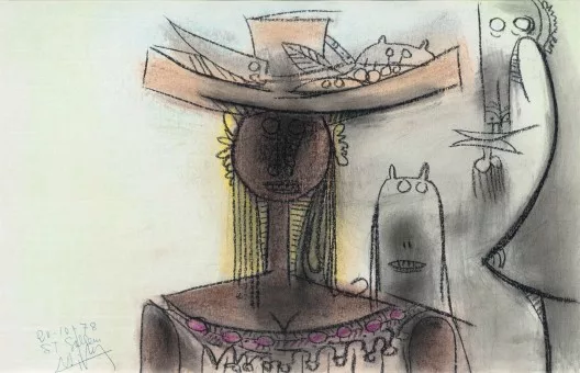 Wifredo Lam — Donna con cappello, 1978