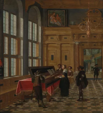 Bartholomeus van Bassen — Interieur mit einer Frau am Clavichord