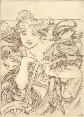 Alphonse Mucha — Projet original pour l’affiche Cycles Perfecta, vers 1899