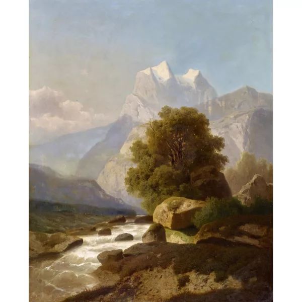 Adolf Chwala — Bergbach mit Wetterhorn.