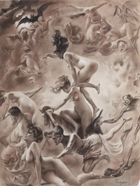 Luis Ricardo Falero — Attribué à Luis Ricardo FALERO — Les Sorcières se rendant à leur Sabbat