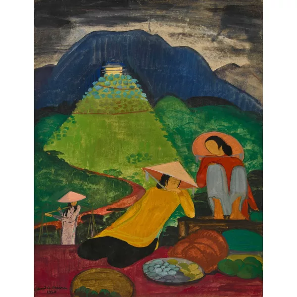 André Maire — Vietnamesiche Landschaft mit Marktfrauen.
