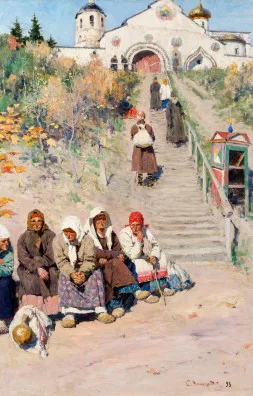 Sergueï Vinogradov — Figurengruppe mit orthodoxem Kloster, 1893