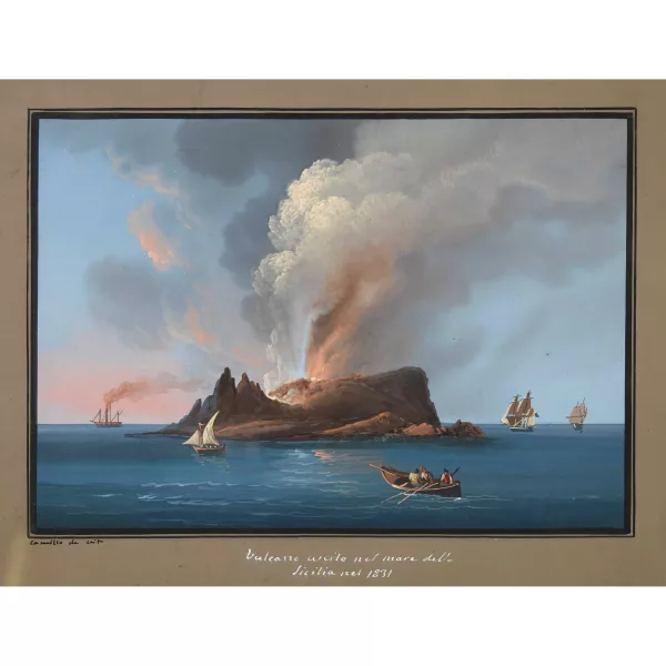 Camillo De Vito — Attribué à CAMILLO DE VITO — "Vulcano uscito nel mare della Sicilia nel 1831".