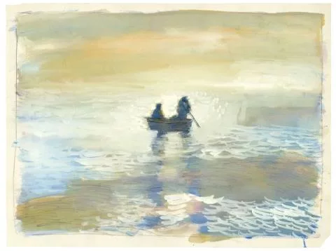 Paul Thek — Ohne Titel (Seascape with Rowboat)