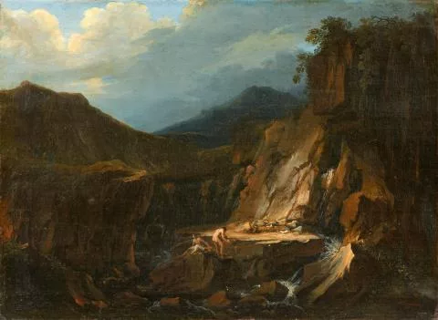 Philipp Hieronymus Brinckmann — Felsige Gebirgslandschaft mit Badenden